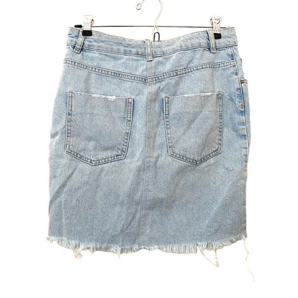 ASOS Distressed Denim Mini Skirt Sz 10 - Picture 2 of 4